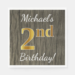 Imitate Holz, Imitate Gold 2. Geburtstag + Individ Serviette