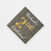 Imitate Holz, Imitate Gold 2. Geburtstag + Individ Serviette (Ecke)