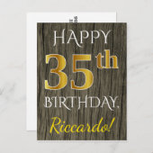 Imitate Holz, Imitate Gold 35. Geburtstag + Indivi Postkarte (Vorne/Hinten)