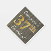 Imitate Holz, Imitate Gold 37. Geburtstag + Indivi Serviette (Ecke)