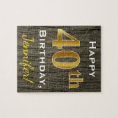 Imitate Holz, Imitate Gold 40. Geburtstag + Indivi Puzzle (Horizontal)