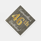 Imitate Holz, Imitate Gold 46. Geburtstag + Indivi Serviette (Ecke)