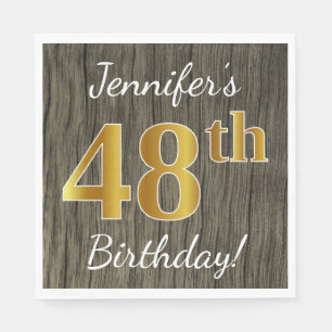 Imitate Holz, Imitate Gold 48. Geburtstag + Indivi Serviette