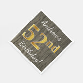 Imitate Holz, Imitate Gold 52. Geburtstag + Indivi Serviette (Ecke)