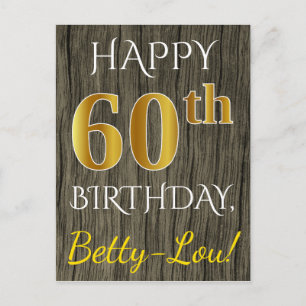 Imitate Holz, Imitate Gold 60. Geburtstag + Indivi Postkarte