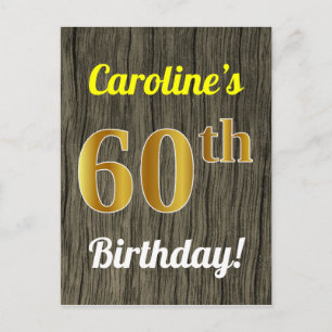 Imitate Holz, Imitate Gold 60. Geburtstag & Indivi Postkarte