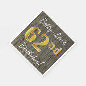 Imitate Holz, Imitate Gold 62. Geburtstag + Indivi Serviette (Ecke)