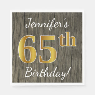 Imitate Holz, Imitate Gold 65. Geburtstag + Indivi Serviette