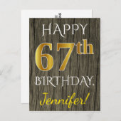 Imitate Holz, Imitate Gold 67. Geburtstag + Indivi Postkarte (Vorne/Hinten)