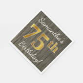 Imitate Holz, Imitate Gold 75. Geburtstag + Indivi Serviette (Ecke)