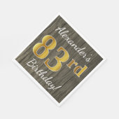 Imitate Holz, Imitate Gold 83. Geburtstag + Indivi Serviette (Ecke)