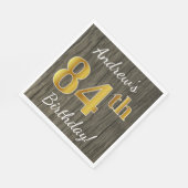 Imitate Holz, Imitate Gold 84. Geburtstag + Indivi Serviette (Ecke)