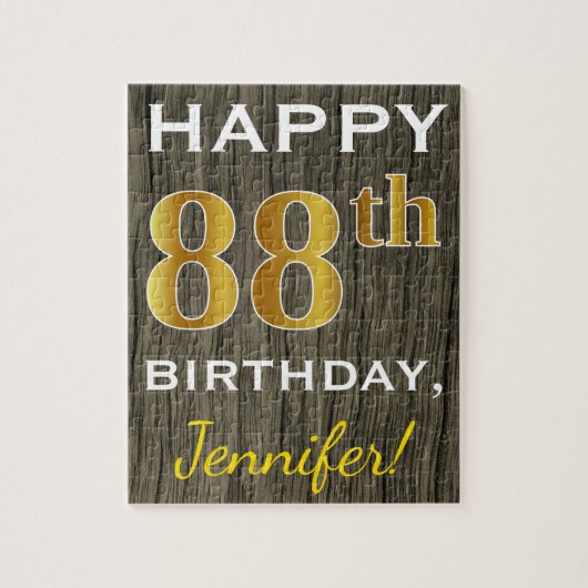 Imitate Holz, Imitate Gold 88. Geburtstag + Indivi Puzzle (Vertikal)