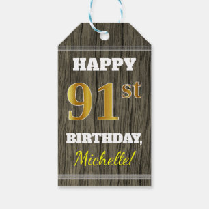 Imitate Holz, Imitate Gold 91. Geburtstag + Indivi Geschenkanhänger