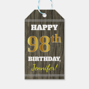 Imitate Holz, Imitate Gold 98. Geburtstag + Indivi Geschenkanhänger