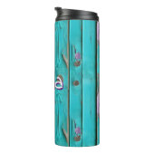Imitate Holz Lila und Türkis Blau Thermosbecher (Nach rechts gedreht)