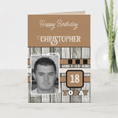 Imitate Holz rustikal 18. braunes Foto Geburtstag Karte (Vorderseite)