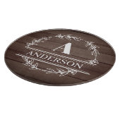 Imitate Holz Rustikaler Kranz Familienname Monogra Schneidebrett (Ecke)