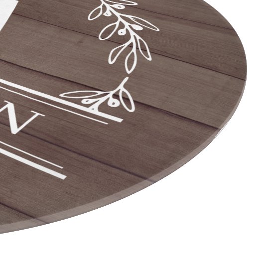 Imitate Holz Rustikaler Kranz Familienname Monogra Schneidebrett (Ecke)