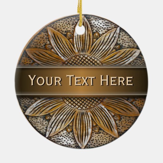 Imitate Holz Sonnenblumen Foto Keramik Rundschmuck Keramik Ornament (Hinten)