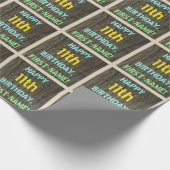 Imitate Holz, Textanstrich, 11. Geburtstag + Name Geschenkpapier (Ecke)