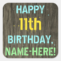 Imitate Holz, Textanstrich, 11. Geburtstag + Name