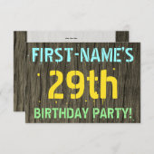 Imitate Holz, Textanstrich, 29. Geburtstag + Name Einladung (Vorne/Hinten)