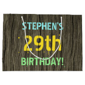 Imitate Holz, Textanstrich, 29. Geburtstag + Name Große Geschenktüte (Rückseite)