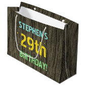 Imitate Holz, Textanstrich, 29. Geburtstag + Name Große Geschenktüte (Vorderseite Schrägansicht)