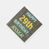 Imitate Holz, Textanstrich, 29. Geburtstag + Name Serviette (Ecke)