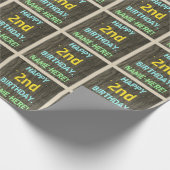 Imitate Holz, Textanstrich, 2. Geburtstag + Name Geschenkpapier (Ecke)