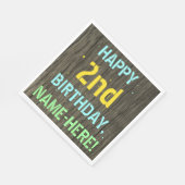 Imitate Holz, Textanstrich, 2. Geburtstag + Name Serviette (Ecke)