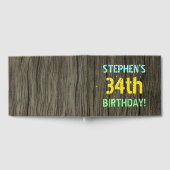 Imitate Holz, Textanstrich, 34. Geburtstag + Name Gästebuch (Voll)