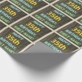 Imitate Holz, Textanstrich, 35. Geburtstag + Name Geschenkpapier (Ecke)