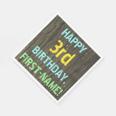 Imitate Holz, Textanstrich, 3. Geburtstag + Name Serviette (Ecke)