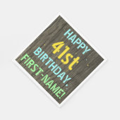 Imitate Holz, Textanstrich, 41. Geburtstag + Name Serviette (Ecke)