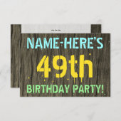 Imitate Holz, Textanstrich, 49. Geburtstag + Name Einladung (Vorne/Hinten)