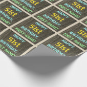 Imitate Holz, Textanstrich, 51. Geburtstag + Name Geschenkpapier (Ecke)