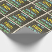 Imitate Holz, Textanstrich, 58. Geburtstag + Name Geschenkpapier (Ecke)