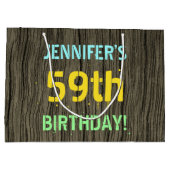 Imitate Holz, Textanstrich, 59. Geburtstag + Name Große Geschenktüte (Rückseite)