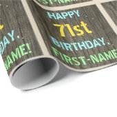 Imitate Holz, Textanstrich, 71. Geburtstag + Name Geschenkpapier (Rolleneckpunkt)