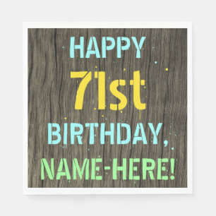 Imitate Holz, Textanstrich, 71. Geburtstag + Name Serviette