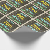 Imitate Holz, Textanstrich, 79. Geburtstag + Name Geschenkpapier (Ecke)