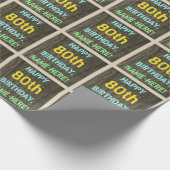 Imitate Holz, Textanstrich, 80. Geburtstag + Name Geschenkpapier (Ecke)