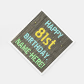 Imitate Holz, Textanstrich, 81. Geburtstag + Name Serviette (Ecke)