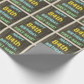 Imitate Holz, Textanstrich, 84. Geburtstag + Name Geschenkpapier (Ecke)