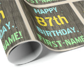 Imitate Holz, Textanstrich, 87. Geburtstag + Name Geschenkpapier (Rolleneckpunkt)