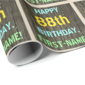 Imitate Holz, Textanstrich, 88. Geburtstag + Name Geschenkpapier (Rolleneckpunkt)