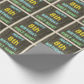 Imitate Holz, Textanstrich, 8. Geburtstag + Name Geschenkpapier (Ecke)