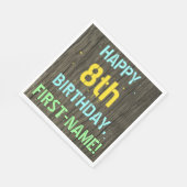 Imitate Holz, Textanstrich, 8. Geburtstag + Name Serviette (Ecke)